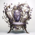Fantasy-inspired Purple Chair With Organic Art Nouveau Design