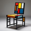 Modern Mondrian Chair With Colored Squares