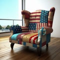 Modern American Otoyol Wingchair With Dynamic Range Fabric Royalty Free Stock Photo
