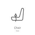 Chair icon vector from auto collection. Thin line chair outline icon vector illustration. Outline, thin line chair icon for