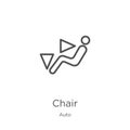 chair icon vector from auto collection. Thin line chair outline icon vector illustration. Outline, thin line chair icon for