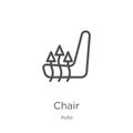 chair icon vector from auto collection. Thin line chair outline icon vector illustration. Outline, thin line chair icon for