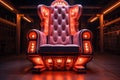 Chair of the king of music with red lighting. Music concept