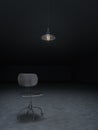 Chair with lamp in dark room