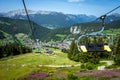 Chair lift above the village of La Clusaz, France Royalty Free Stock Photo