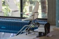 Chair lift device for disabled people in close swimming pool