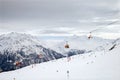 The chair lift on european mountain resort