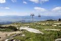 Chair lift in High Tatra mountains going from Strbske pleso to Solisko, amazing summer nature around