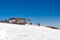 Chair lift on the top of ski slope of skiing park Kubinska Hola