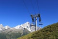 Chair lifts in front of the Mont-Blanc Royalty Free Stock Photo