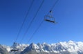 Chair lifts upon the Mont-Blanc mountain, France Royalty Free Stock Photo