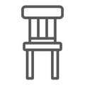 Chair line icon, furniture and home, stool sign, vector graphics, a linear pattern on a white background.