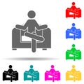 Chair, lounge, man multi color style icon. Simple glyph, flat vector of man sitting on icons for ui and ux, website or mobile Royalty Free Stock Photo