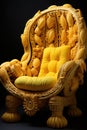 A chair made out of bananas on a black background, banana chair