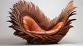 A chair made out of feathers with a leather seat, AI