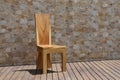 Chair made of solid wood on a stone background