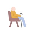 Chair old man retirement home icon. Simple color vector elements of nursing home icons for ui and ux, website or mobile