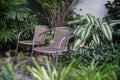 Chair in a park relaxation garden Royalty Free Stock Photo