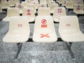 chair for Patients in the hospital with Letter mean do not seat and red mark, social distancing in hospital for coronavirus preven Royalty Free Stock Photo