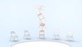 Chair Pink and Differentiate Ideas outside minimal of Business leader concept and Modern Art on pastel Blue background