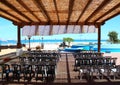 Chair rows on balcony overlooking sea view Royalty Free Stock Photo