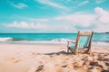 Chair sandy beach morning. Generate Ai
