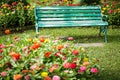 Chair seats in a green park