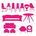 Chair set, icon set.Home interiors vector illustration.