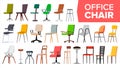 Chair Set Vector. Office Modern Desk Chairs. Different Types. Interior Seat Design Element. Isolated Furniture Royalty Free Stock Photo