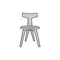 Chair Sitting Wooden Line Art Illustration Creative Design