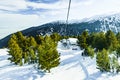 Chairlift for skiers on a rope Royalty Free Stock Photo