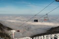 Chair Ski Lift With Skiers, Mountain Kopaonik, Serbia