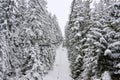 Chair ski lift and snow landscape. Bulgaria Royalty Free Stock Photo