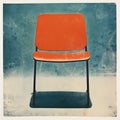 Daring Experimentation: Orange Chair In Calotype Style Against Blue Background Royalty Free Stock Photo