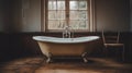 Restored And Repurposed: A Captivating Photo Of An Empty Tub On A Table