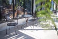 Chair and table coffee cafe or table chill outdoor in shop Royalty Free Stock Photo