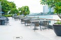 chair and table with outdoor deck Royalty Free Stock Photo