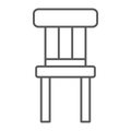 Chair thin line icon, furniture and home, stool sign, vector graphics, a linear pattern on a white background.