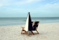Chair and Umbrella at the Gulf of Mexico in St Pete Beach, Florida Royalty Free Stock Photo