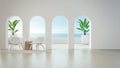 Chair in white room Santorini style - 3D rendering