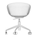 Chair wireframe on castors isolated on white background. Front view. 3D. Vector illustration