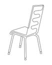 Chair with wooden seat, outdoor cafe furniture, profile, illustration. Continuous line drawing, isolated on white background