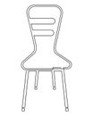 Chair with wooden seat, outdoor cafe furniture, profile, illustration. Continuous line drawing, isolated on white background