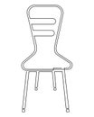 Chair with wooden seat, outdoor cafe furniture, profile, illustration. Vector continuous line drawing, isolated on white