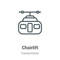 Chairlift outline vector icon. Thin line black chairlift icon, flat vector simple element illustration from editable Royalty Free Stock Photo