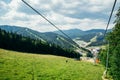 Chairlift in summer mountains