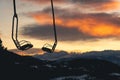 Chairlift at sunset in Montana