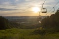 Chairlift in the sunset in the summer