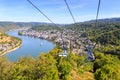 Chairlift and view on Boppard, Germany Royalty Free Stock Photo