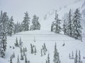 Chairlifts carry skiers at winter snow ski resort Royalty Free Stock Photo